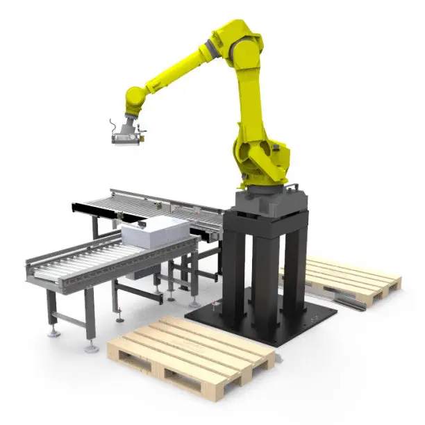 robot paletizador de cajas de cartón doble línea